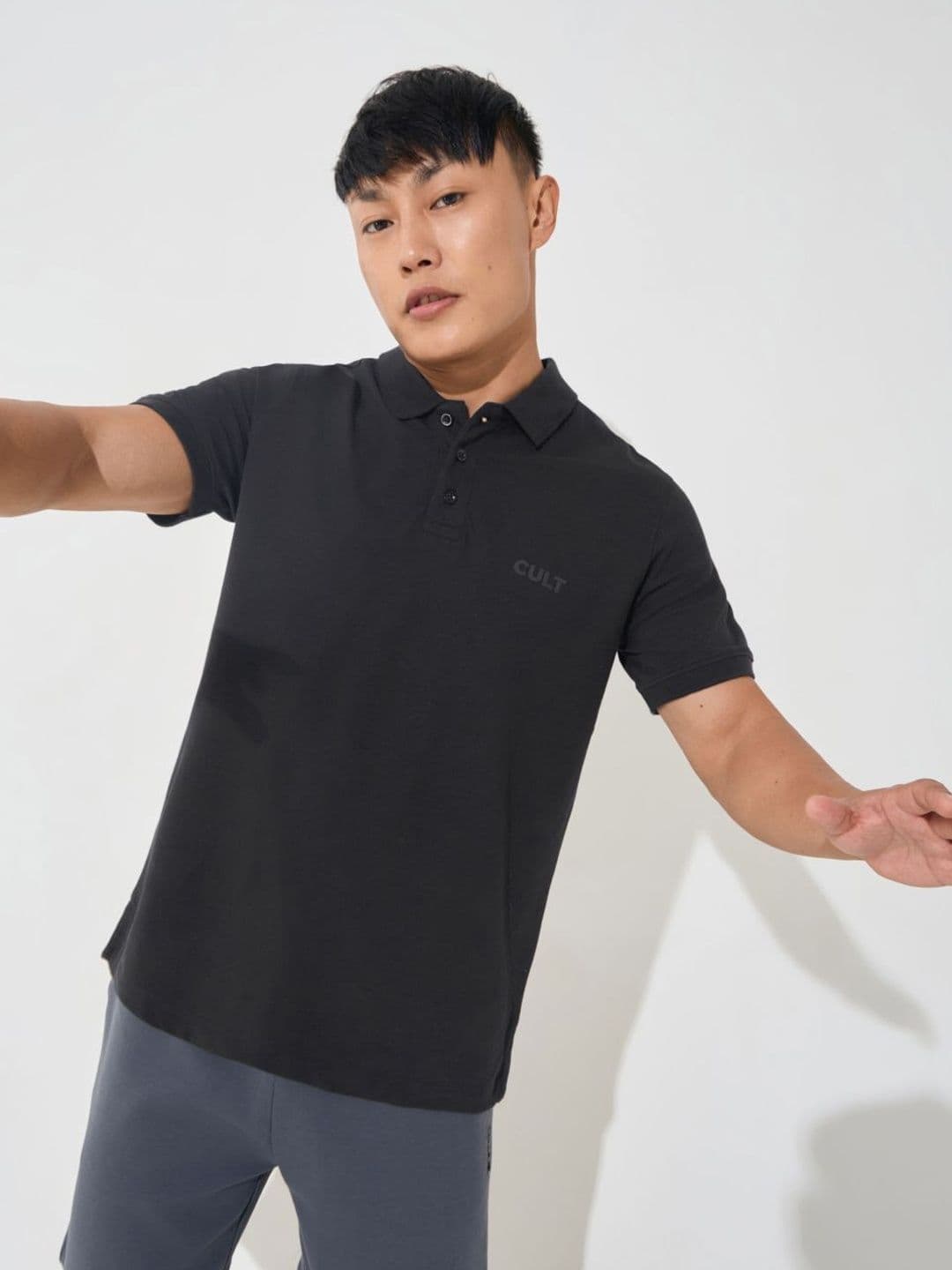 CULT Men's Black Soft Form Classic Polo T-shirt - view 1