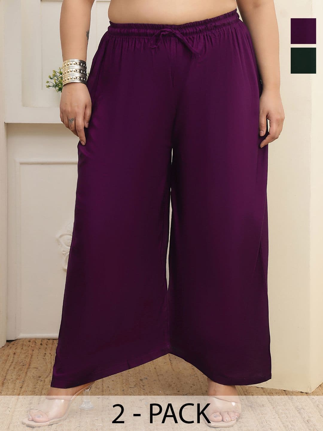 Valles365 by S.C. Women 2 Flared Ethnic Palazzos - view 1