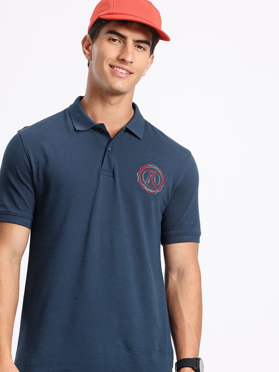 Aeropostale Brand Logo Embroidered Polo Collar Pure Cotton T-shirt - view 1