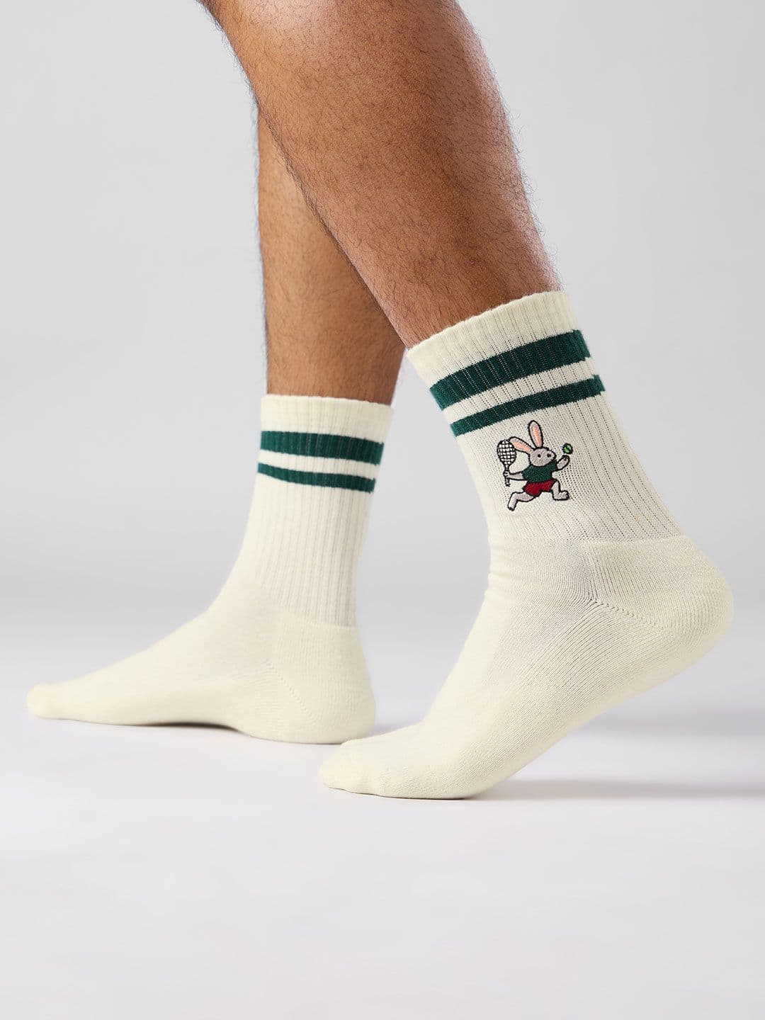The Souled Store Unisex Tennis Bunny Printed Cream Socks - view 1