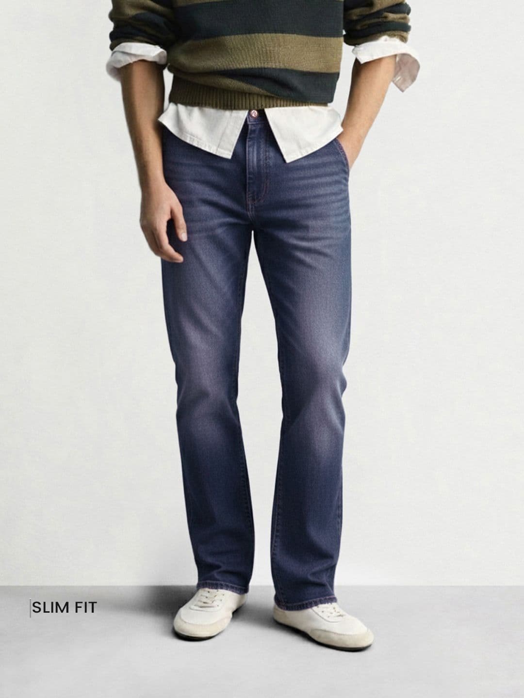The Indian Garage Co Men Slim Fit Mid-Rise Light Fade Stretchable Jeans - view 1