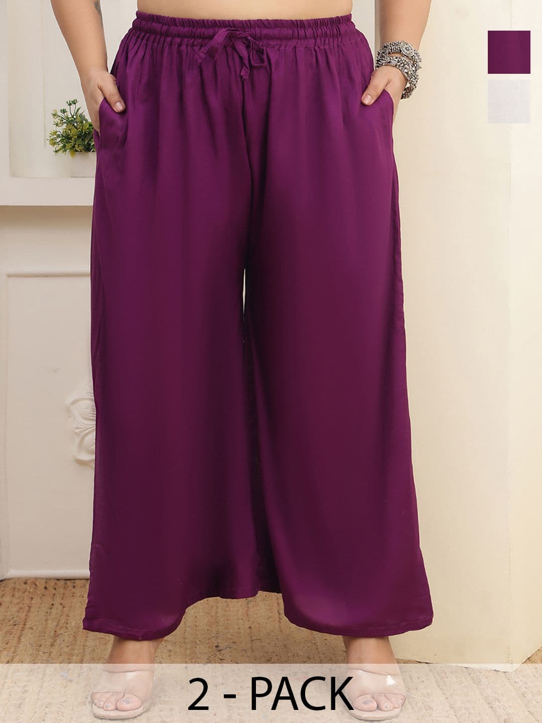 Valles365 by S.C. Women 2 Flared Ethnic Palazzos - view 1