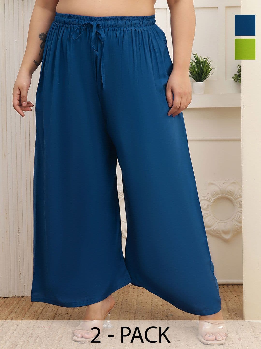 Valles365 by S.C. Women 2 Flared Ethnic Palazzos - view 1
