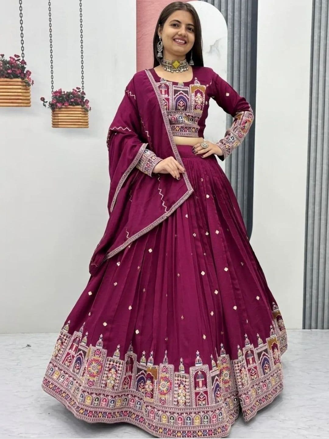 PEDR TRENDS Embroidered Semi-Stitched Lehenga & Blouse With Dupatta - view 1