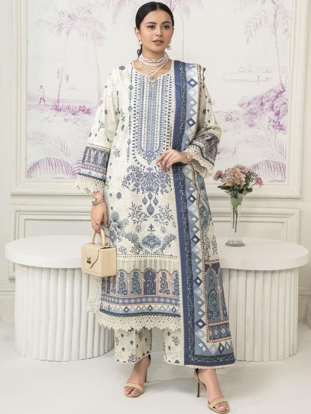SOURAGYA Women Ethnic Motifs Printed Regular Kurta with Palazzos & With Dupatta - view 1