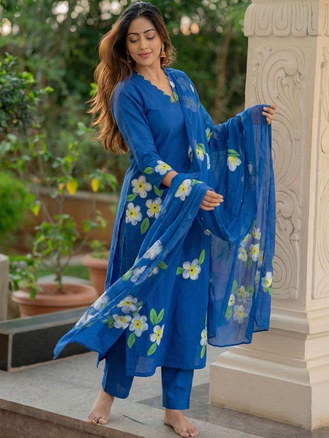 SZN Women Floral Printed Regular Kurta with Trousers & With Dupatta - view 1