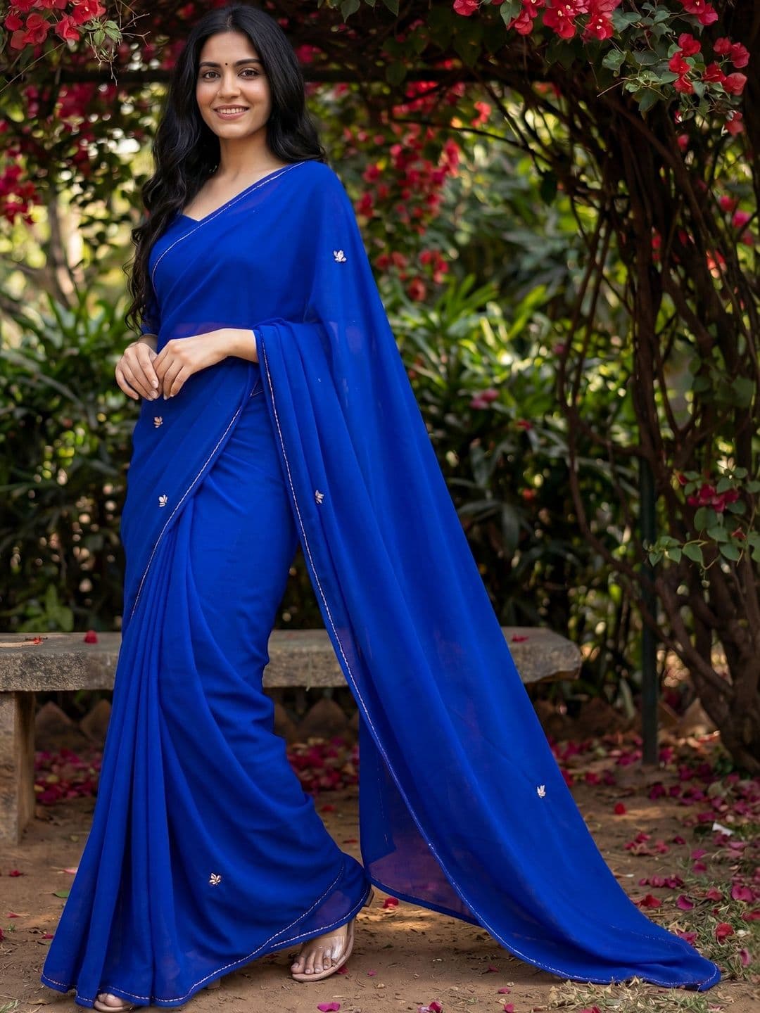 Rasvidha Embellished Zari Pure Georgette Designer Saree - view 1