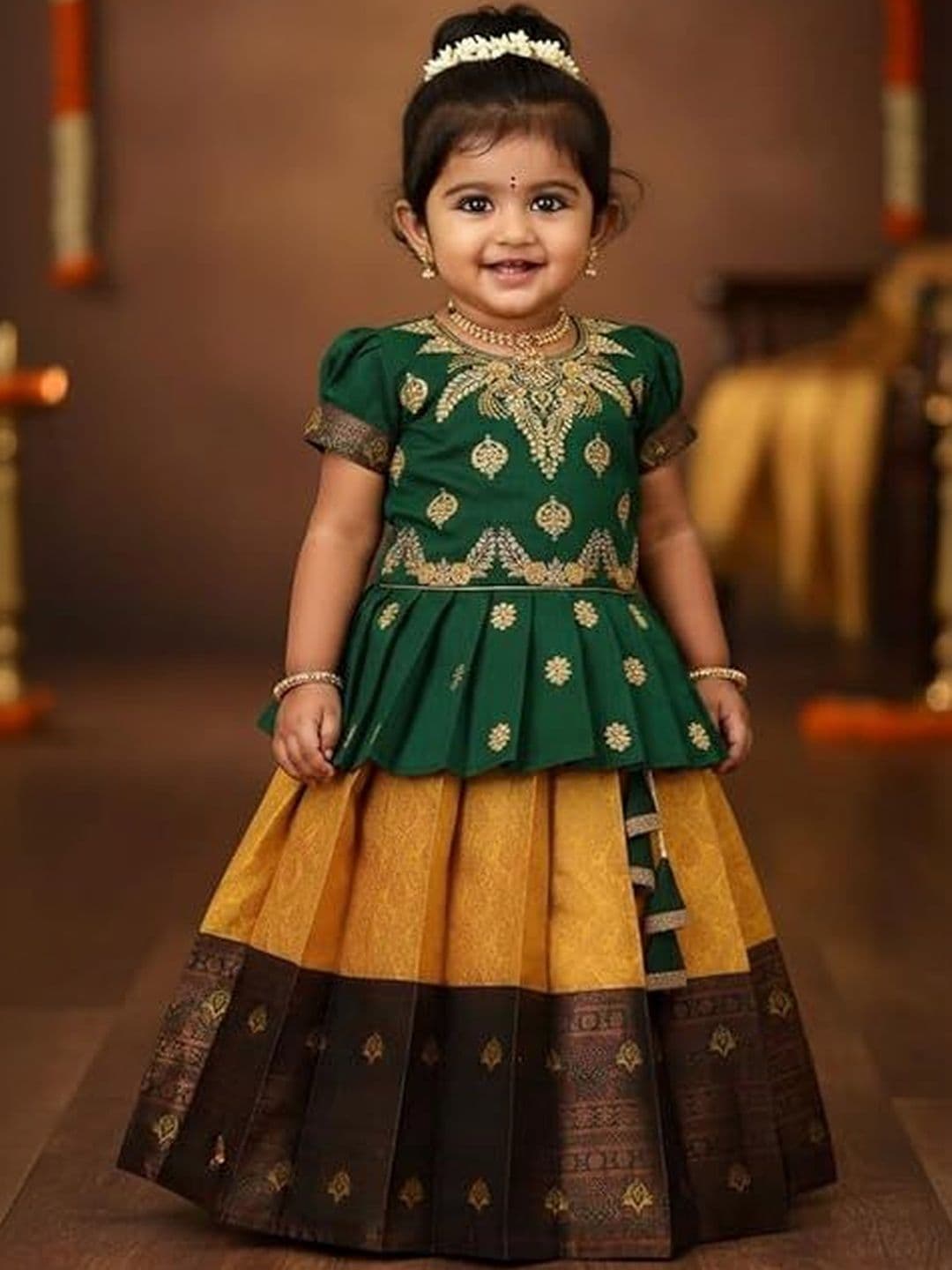 PW PLATYPUS WORLD Girls Embroidered Ready to Wear Lehenga & - view 1