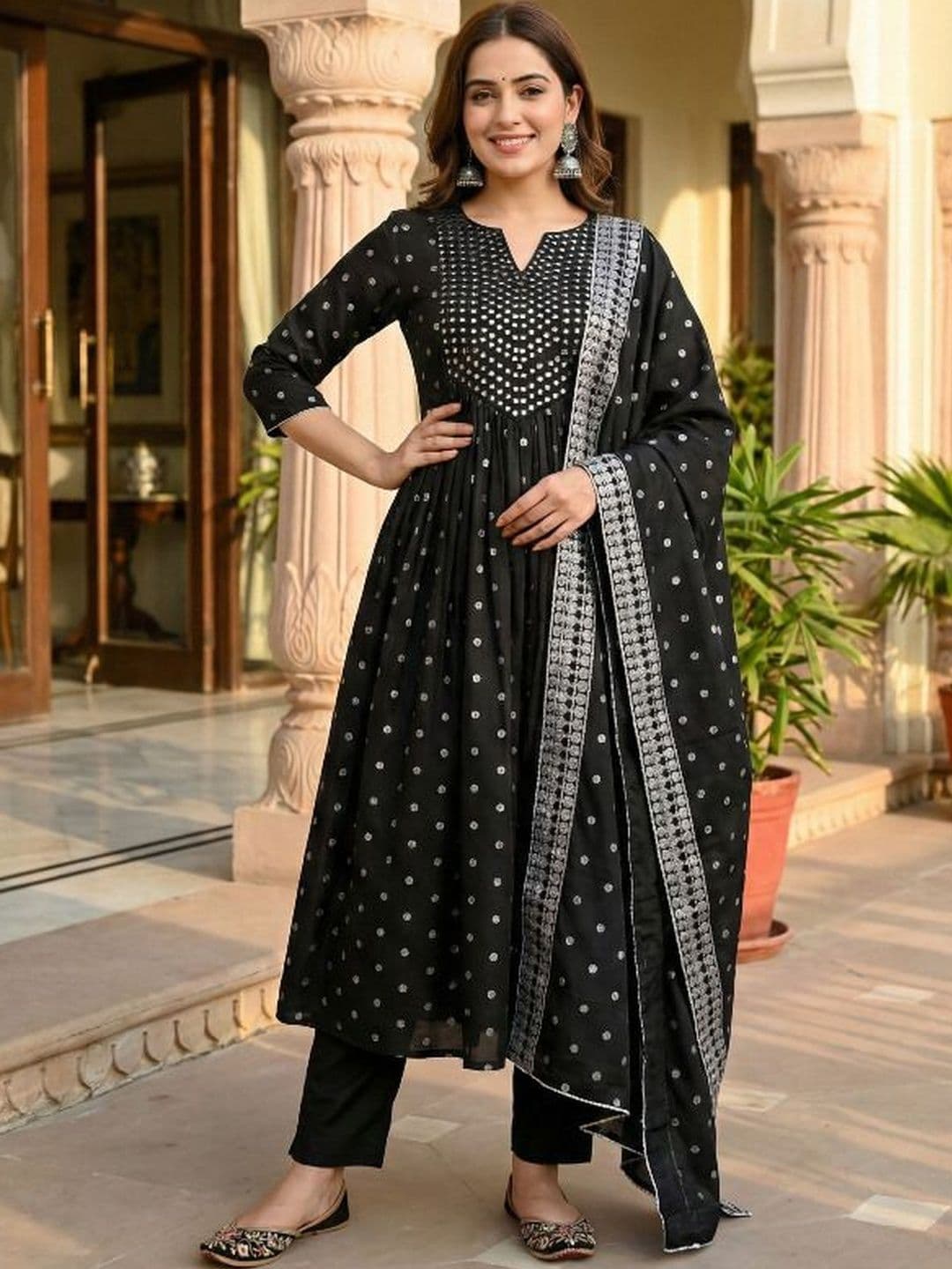 NEW ETHNIC 4 YOU Women Ethnic Motifs Printed Regular Kurta with Trousers & With Dupatta - view 1
