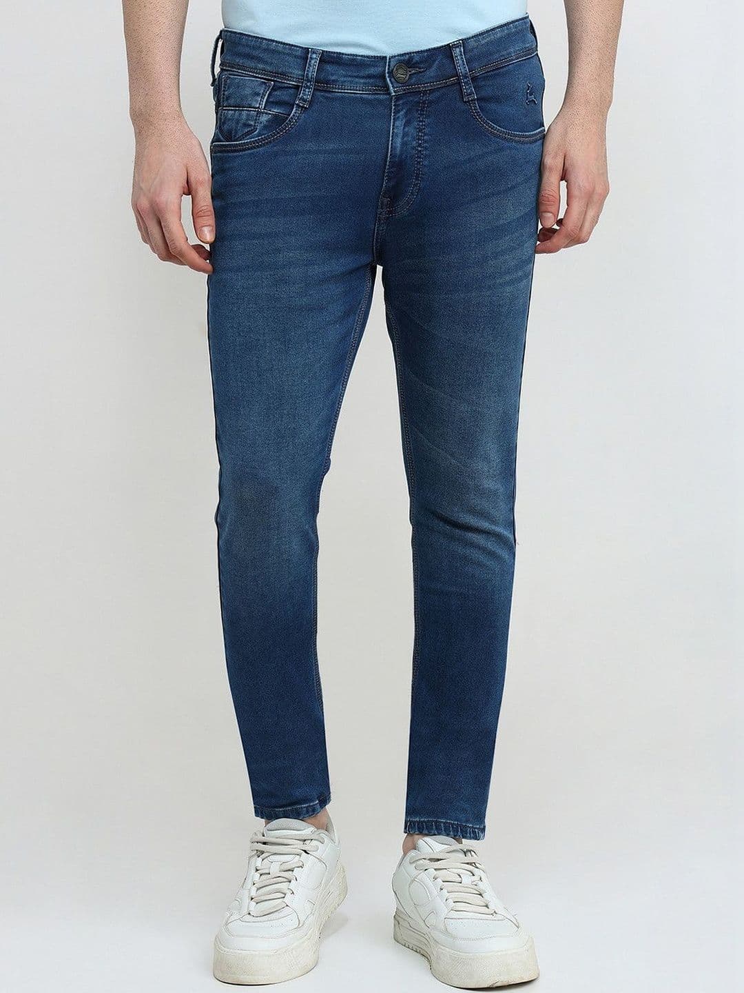 Parx Men Classic Slim Fit Mid-Rise Light Fade Stretchable Jeans - view 1