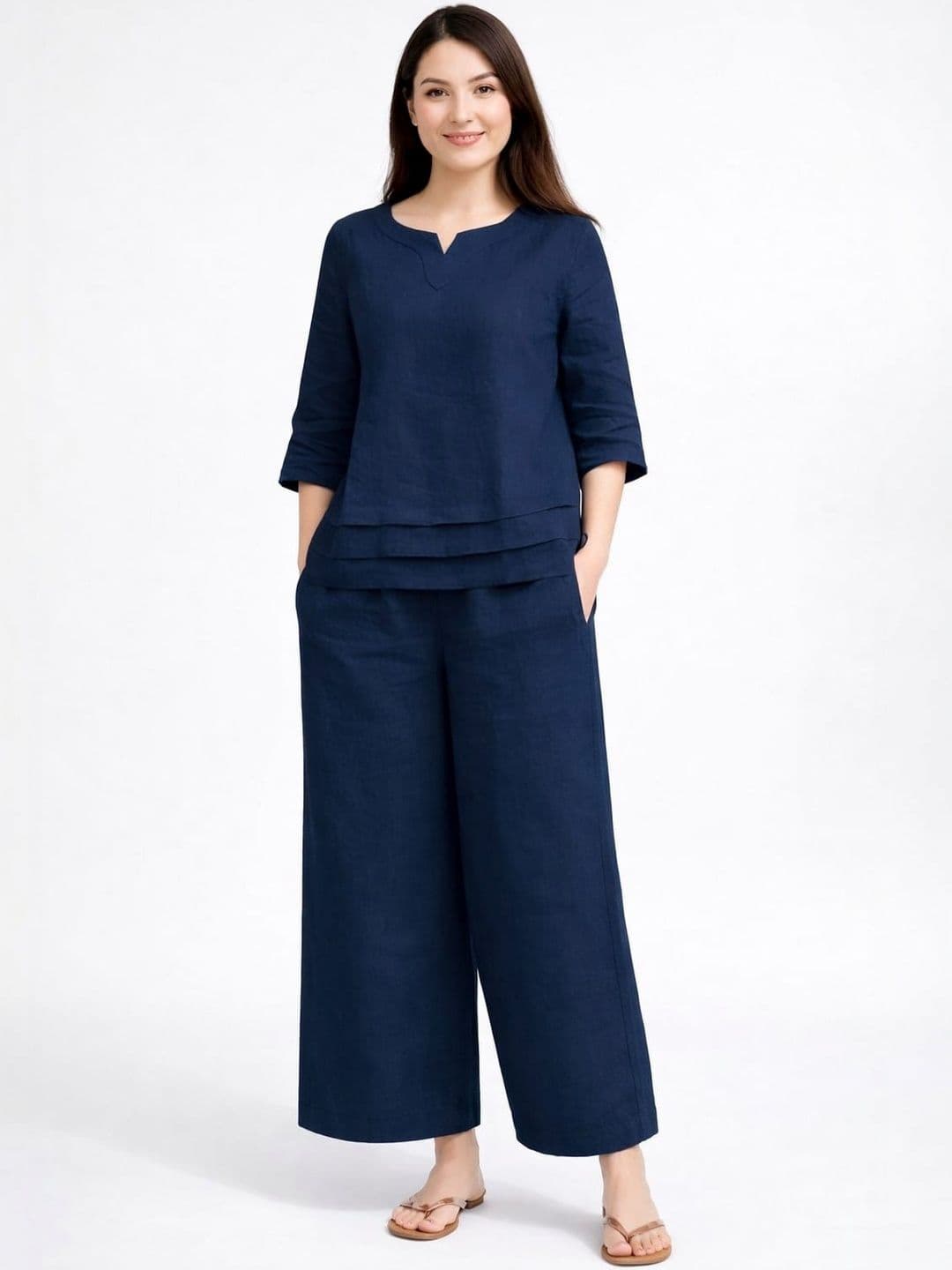 Ramyka Round Neck Top With Trousers - view 1