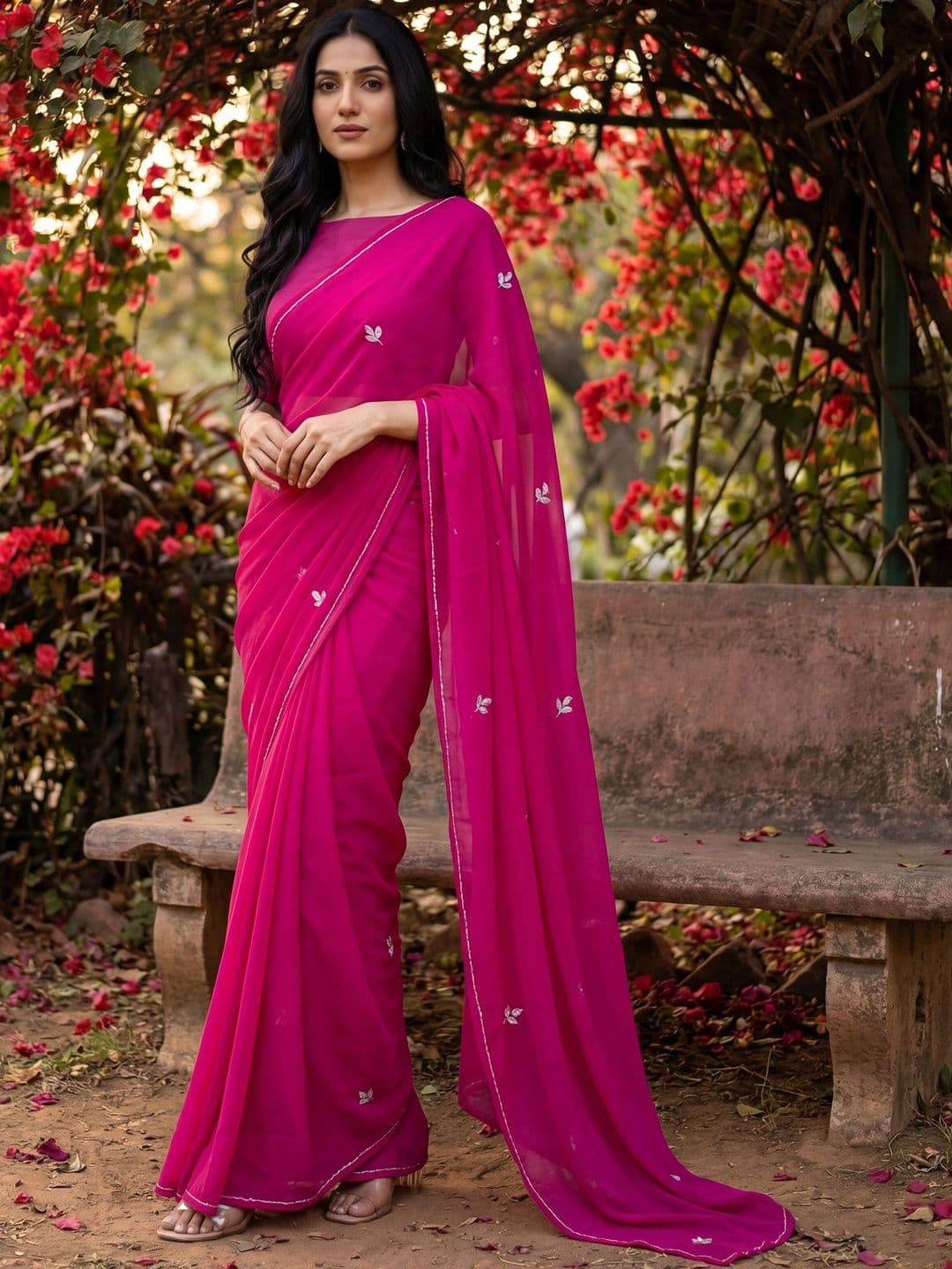 Rasvidha Ethnic Motifs Zari Poly Georgette Saree - view 1
