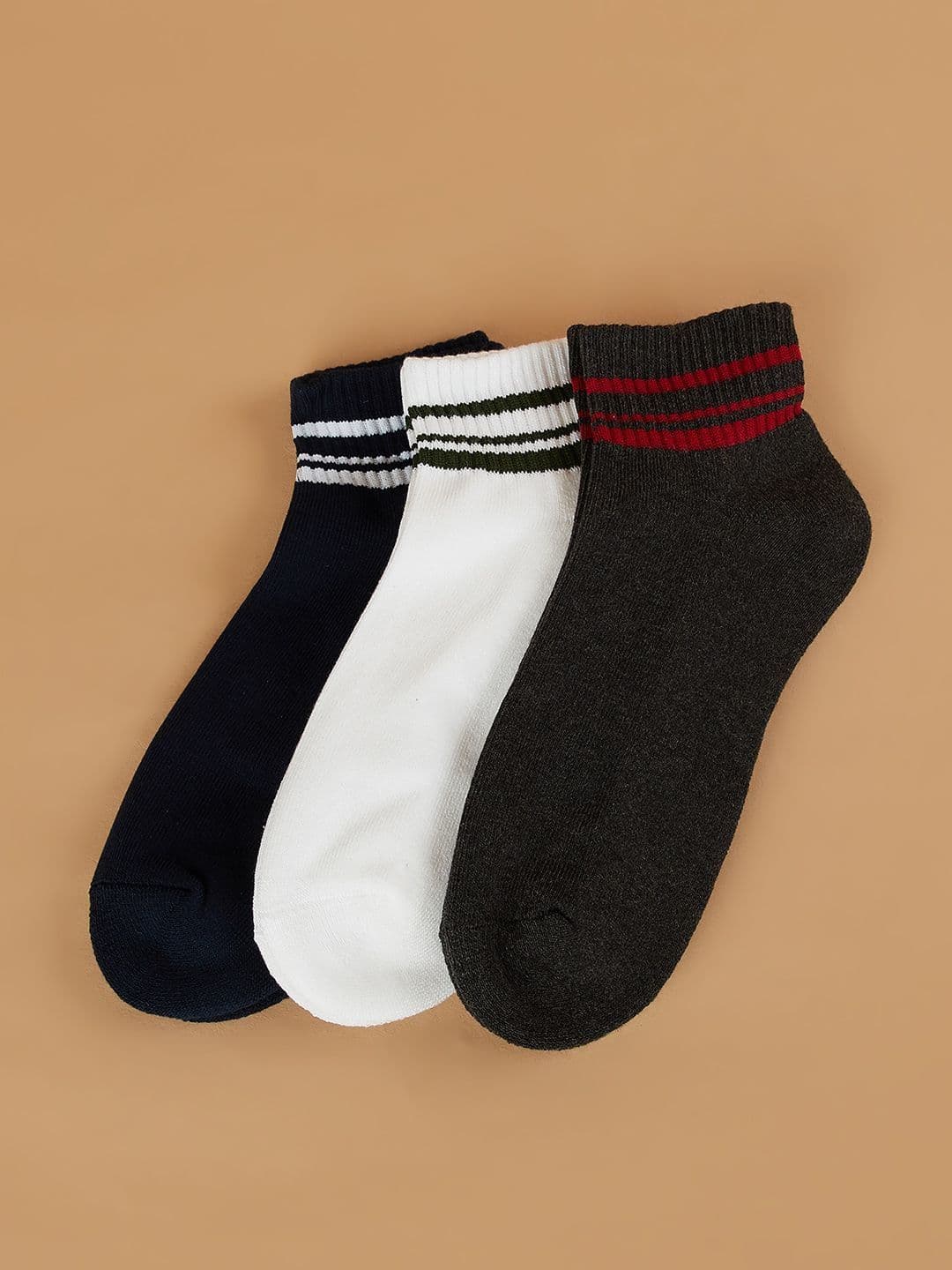 CODE by Lifestyle Men Pack of 3 Cotton Blend Assorted Striped Ankle Length Socks - view 1