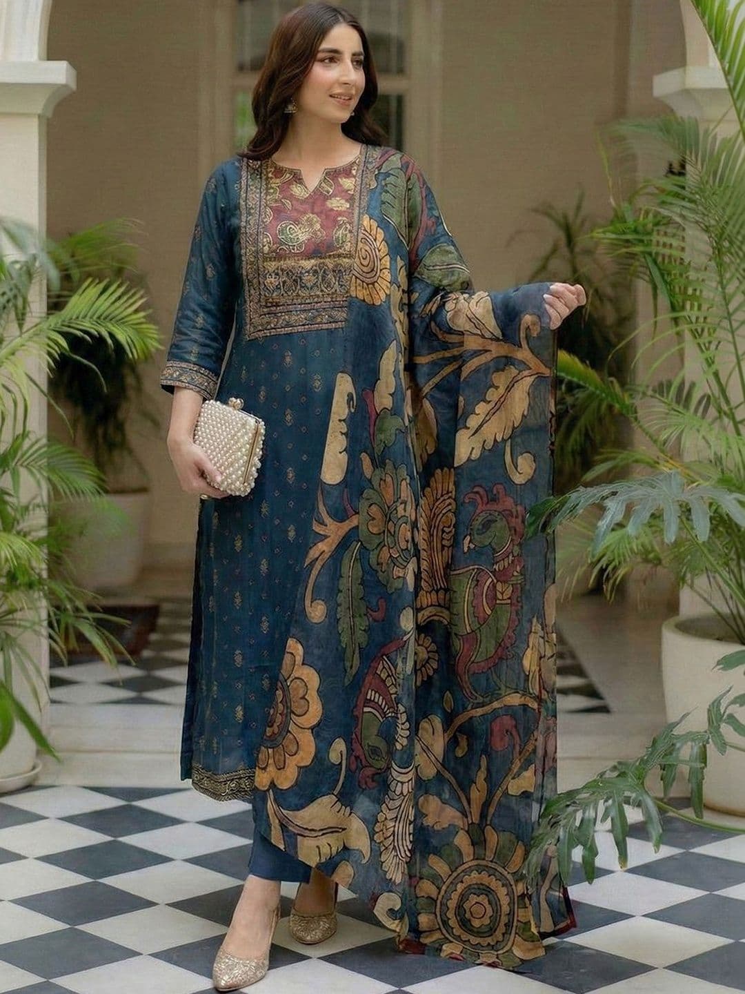 KALINI Women Ethnic Motifs Printed Regular Kurta with Trousers & With Dupatta - view 1