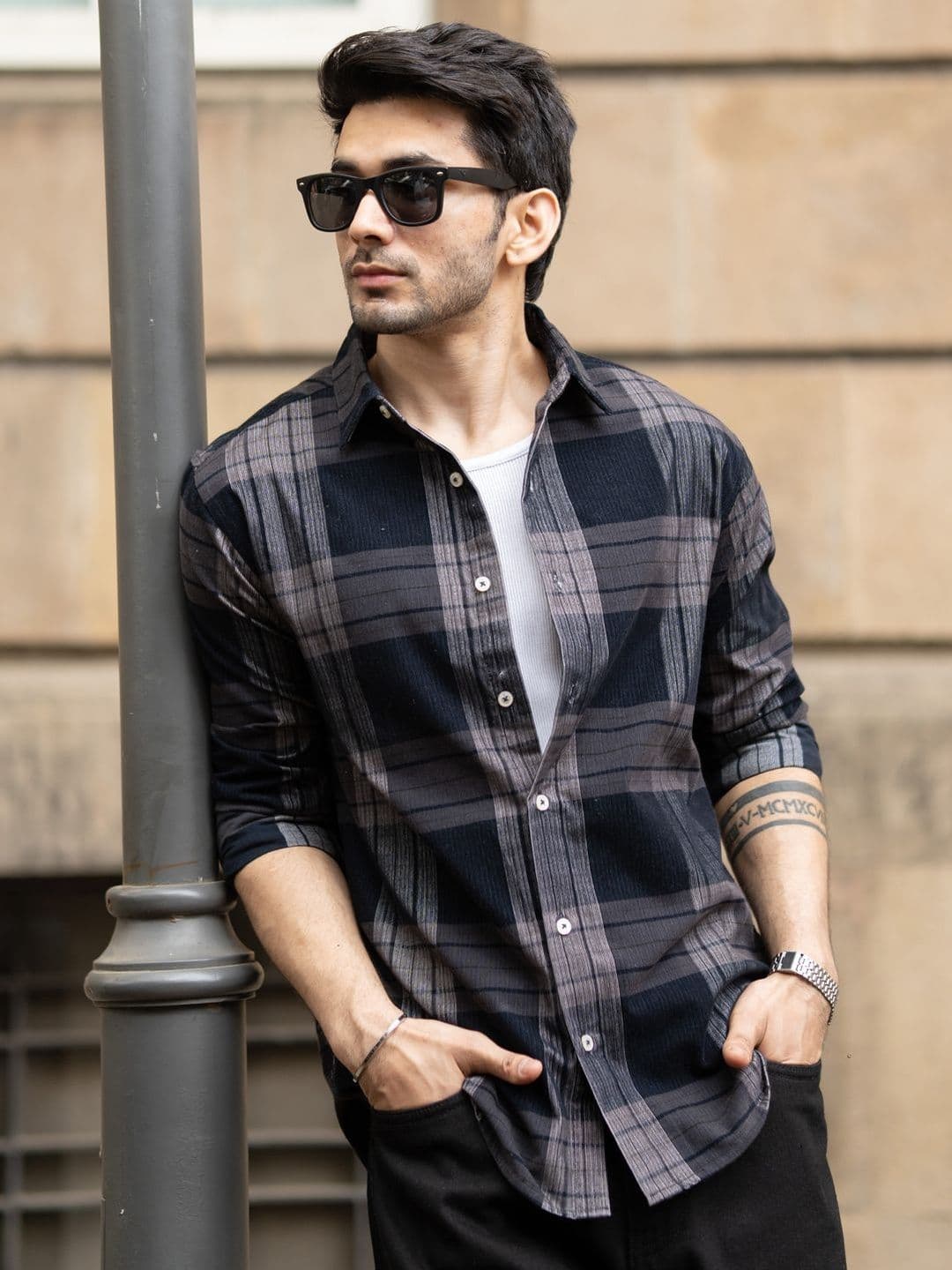 Powerlook Coudroy Checks Tartan Cotton Long Sleeves Shirt - view 1