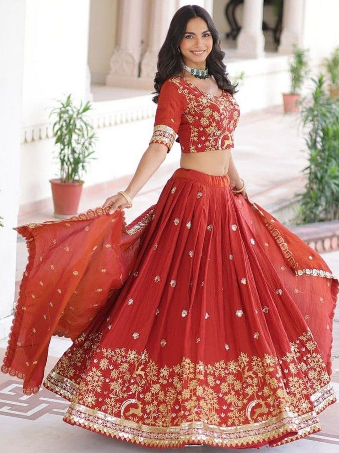 Livewear Embroidered Semi-Stitched Lehenga & Blouse With Dupatta - view 1
