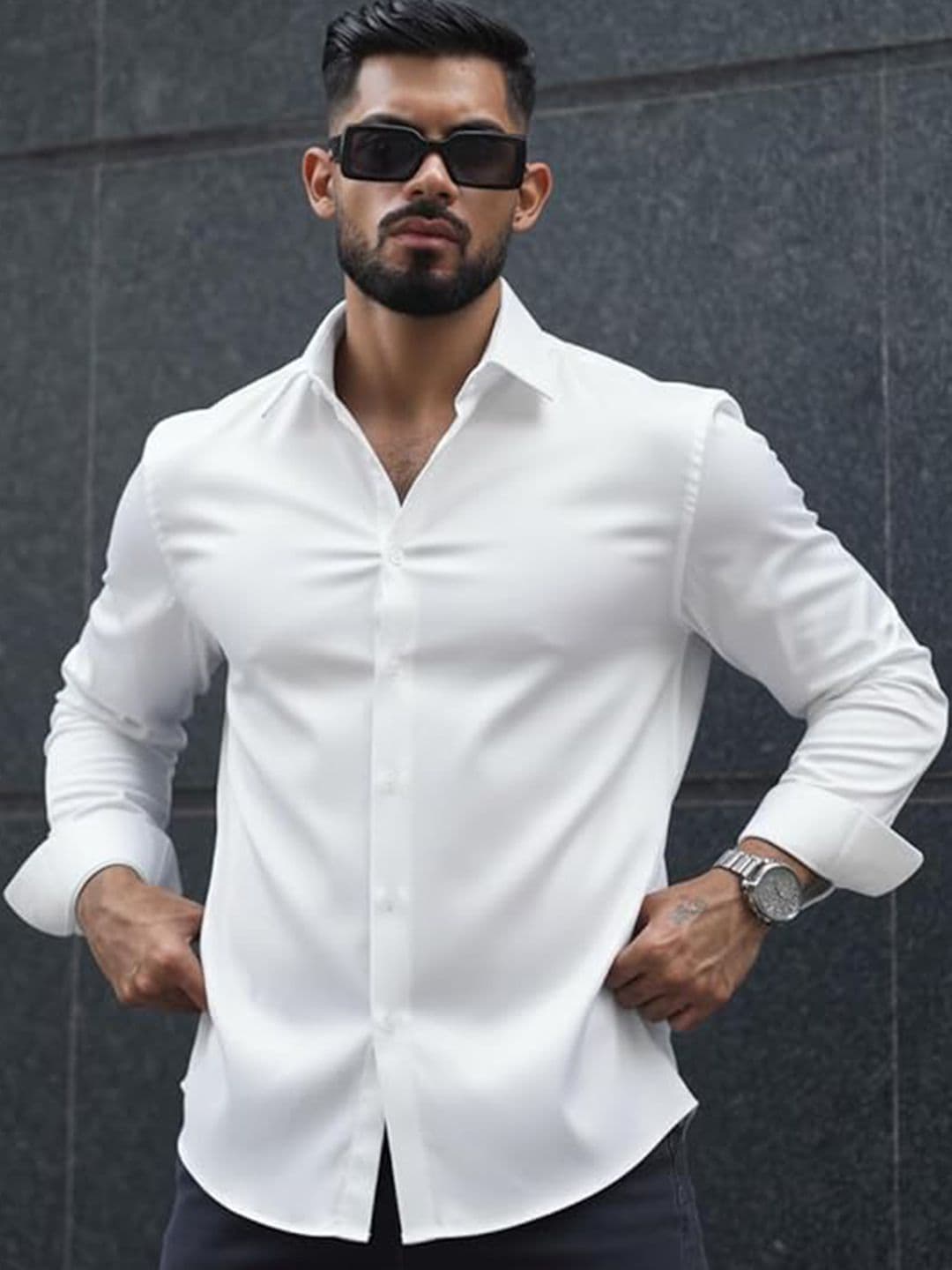 INDOPRIMO Men White Satin Casual Shirt - view 1