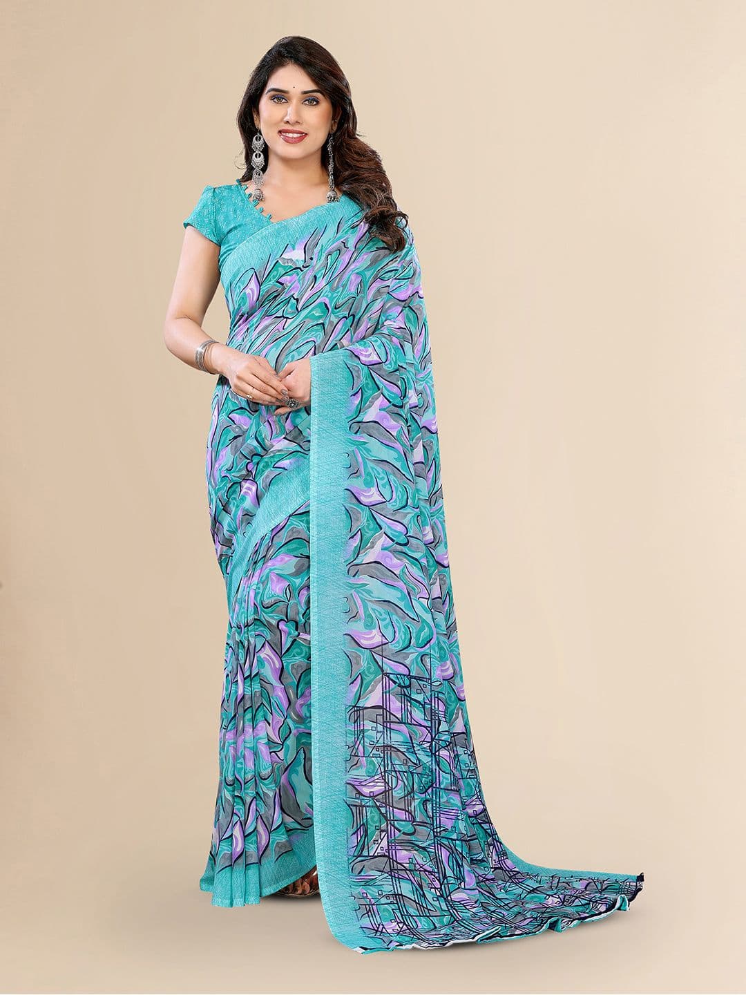 STYLETONE Paisley Poly Georgette Designer Saree - view 1