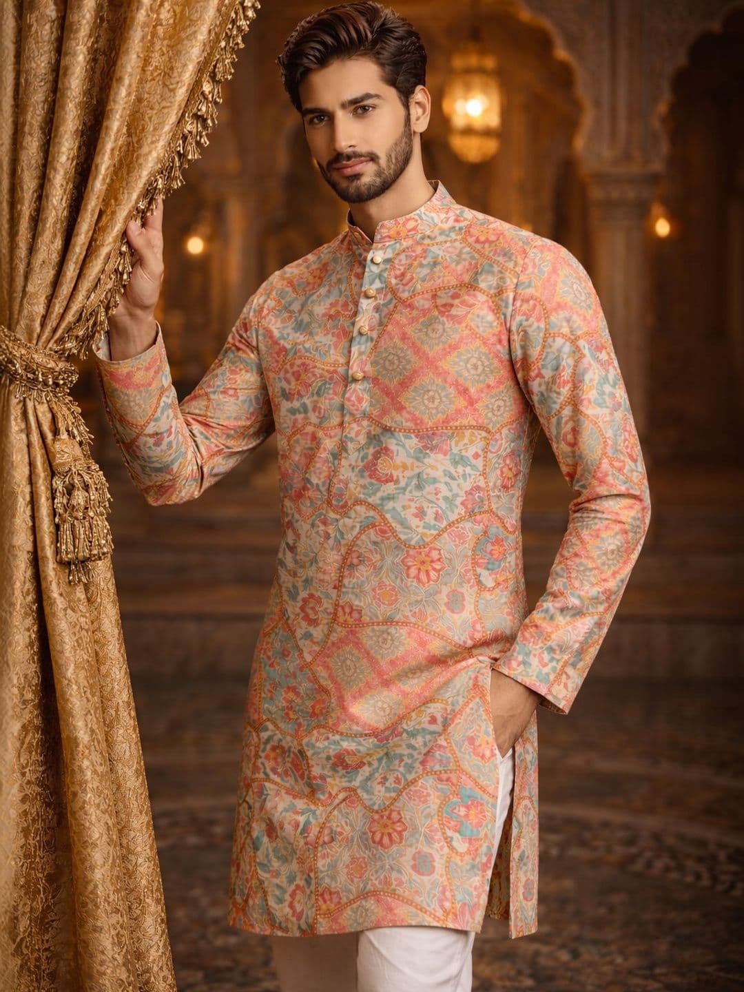 HERE&NOW Men Floral Printed Kurta - view 1