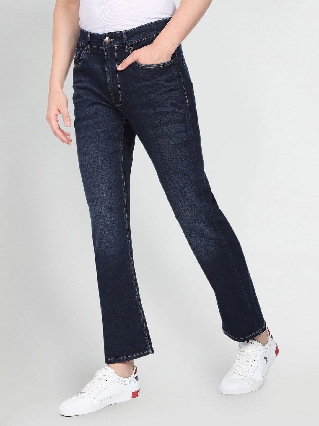 U.S. Polo Assn. Denim Co. U S Polo Assn Denim Co Men Dark Blue Bootcut Stretchable Jeans - view 1