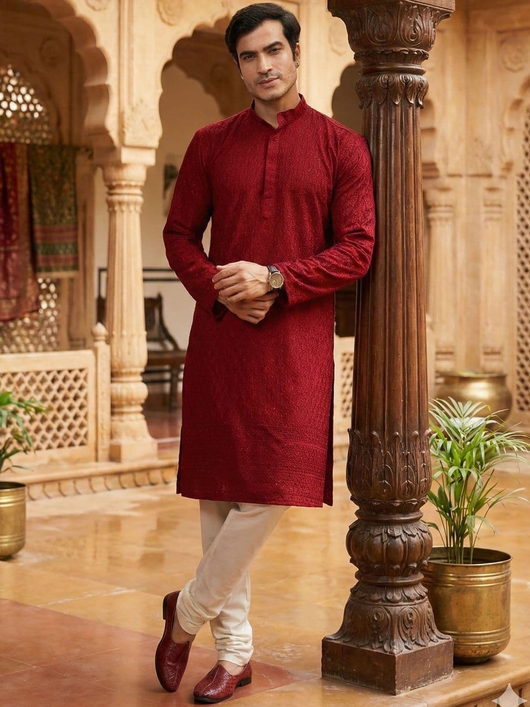RANGRAAG Men Ethnic Motifs Mirror Work Kurta - view 1