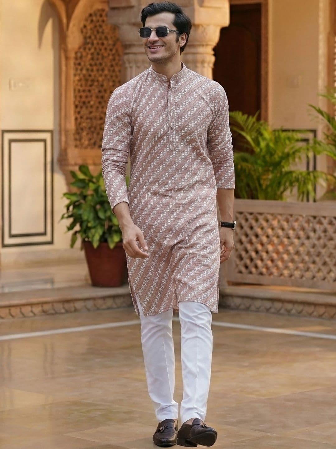 RANGRAAG Men Checked Anarkali Kurta - view 1