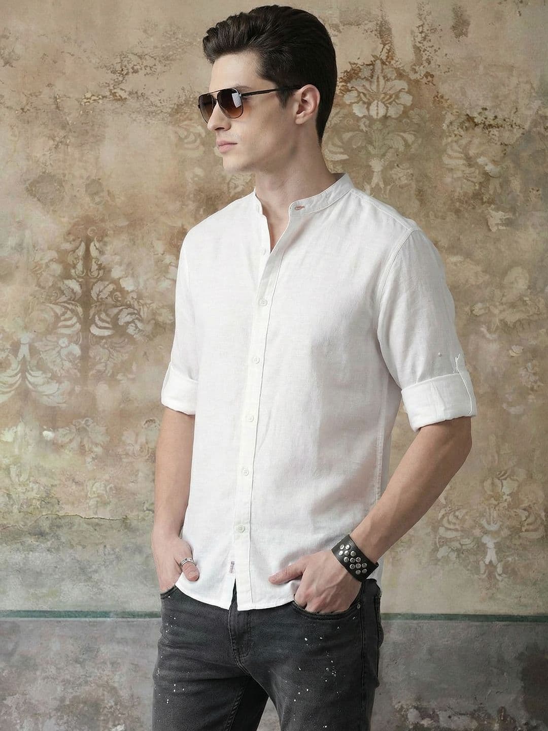 Roadster Men White Cotton Linen Casual Shirt - view 1
