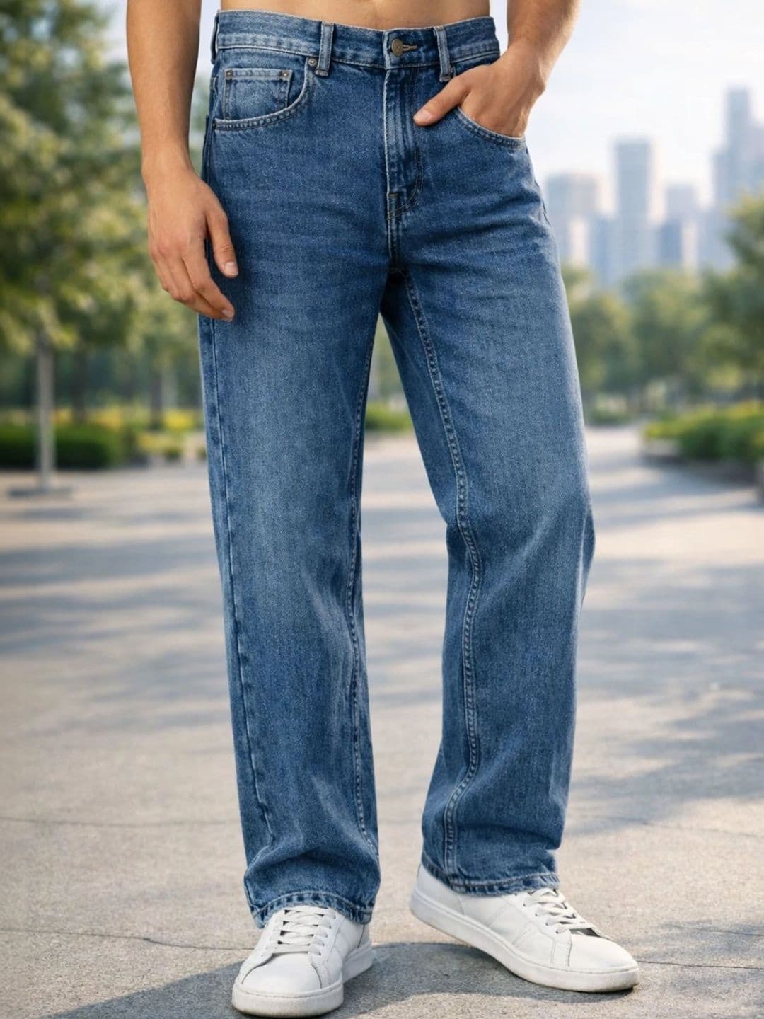 BREXX Men Comfort Straight Fit Mid-Rise Light Fade Stretchable Jeans - view 1