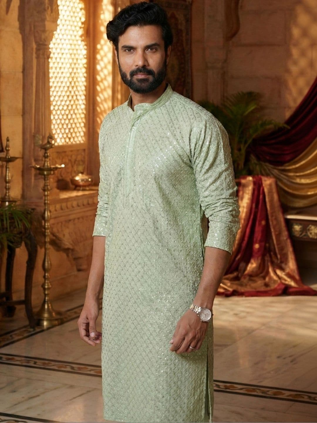 RANGRAAG Geometric Embellished Straight Kurta - view 1
