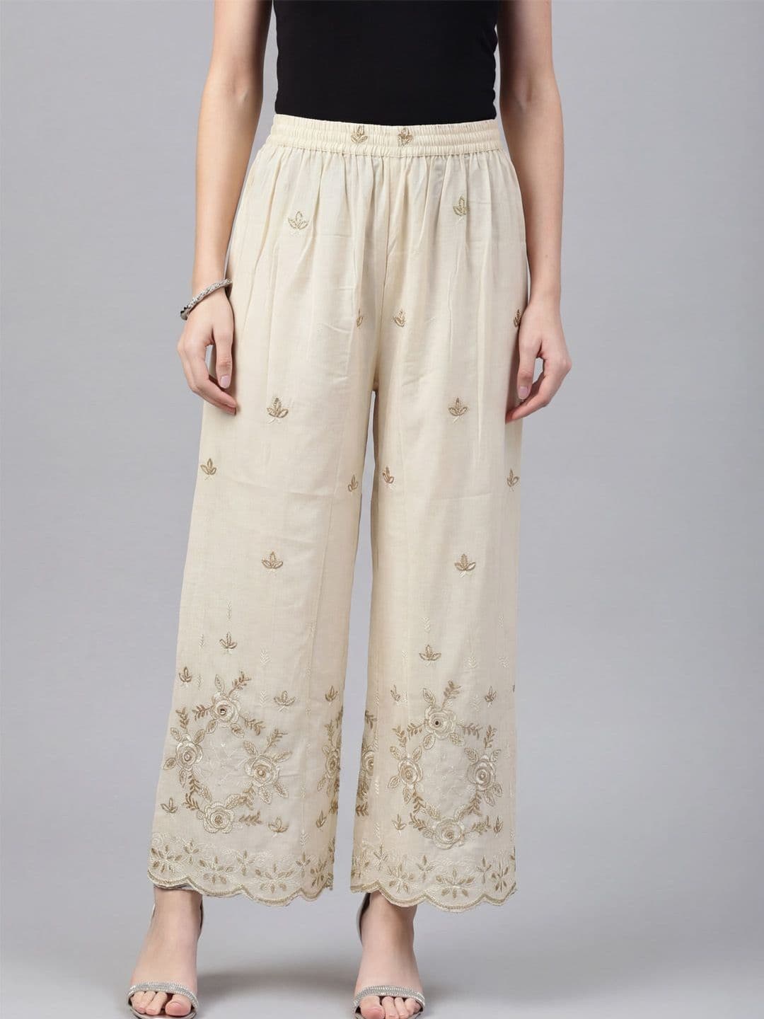 Clora Creation Women Floral Embroidered Ethnic Palazzos - view 1