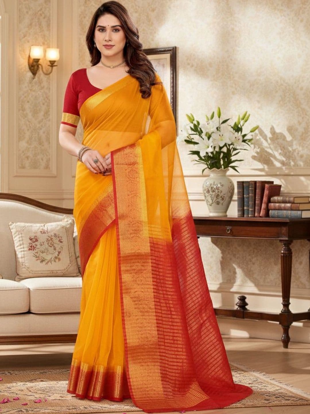 Anouk Mirage Woven Design Zari Organza Designer Saree - view 1