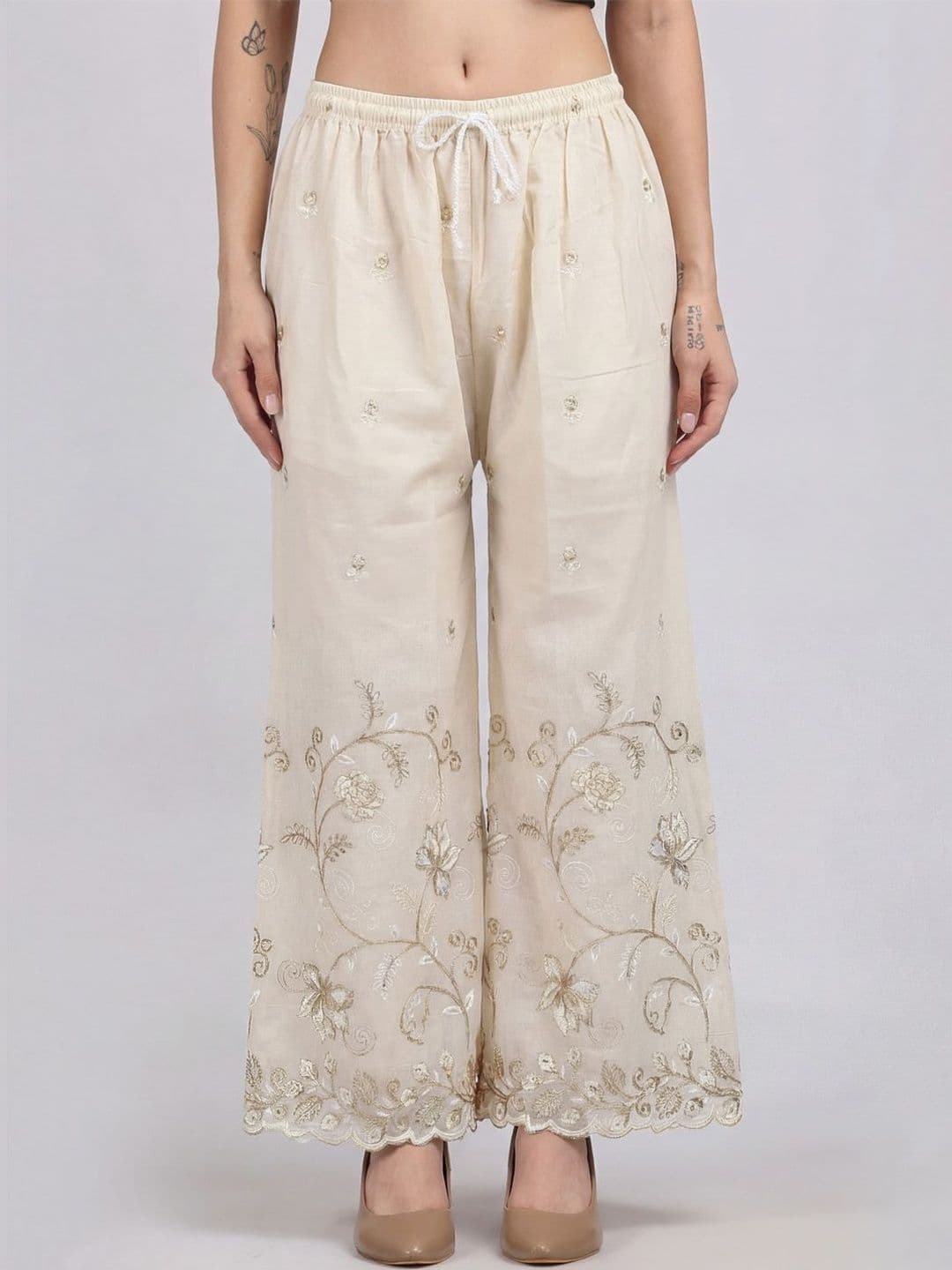 Clora Creation Women Floral Embroidered Ethnic Palazzos - view 1