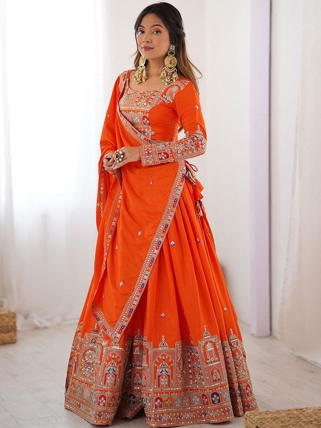 SUPPAR SLEAVE Embellished Sequinned Semi-Stitched Lehenga & Blouse With Dupatta - view 1