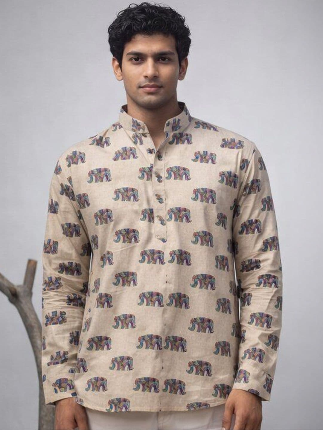 Rawayi Men Animal Printed Kurta - view 1