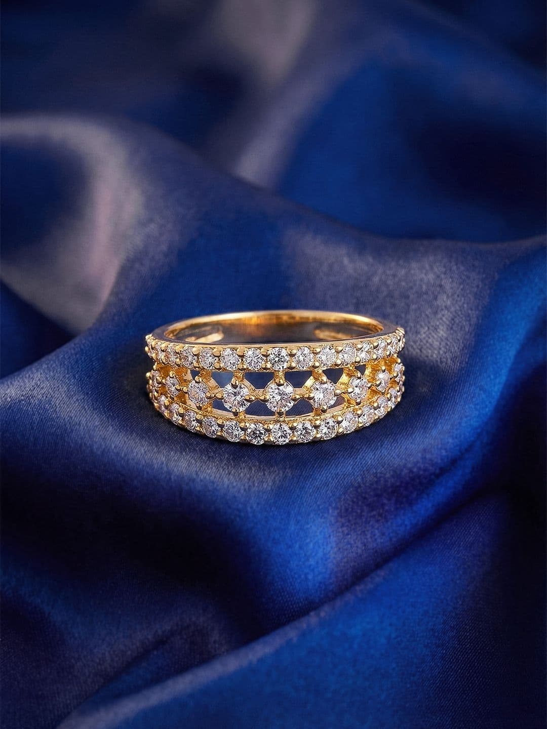 MAEJOY Multi Lab grown diamond 92.5 Sterling Silver 18KT Gold plated band ring - view 1