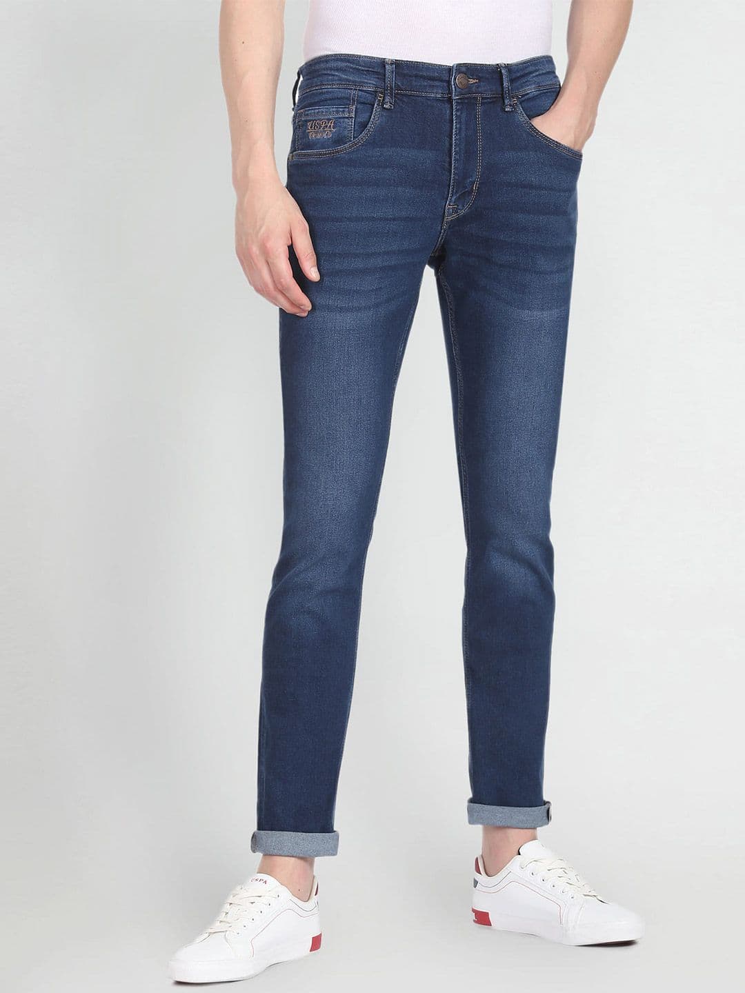 U.S. Polo Assn. Denim Co. U S Polo Assn Denim Co Men Blue Slim Fit Heavy Fade Stretchable Jeans - view 1