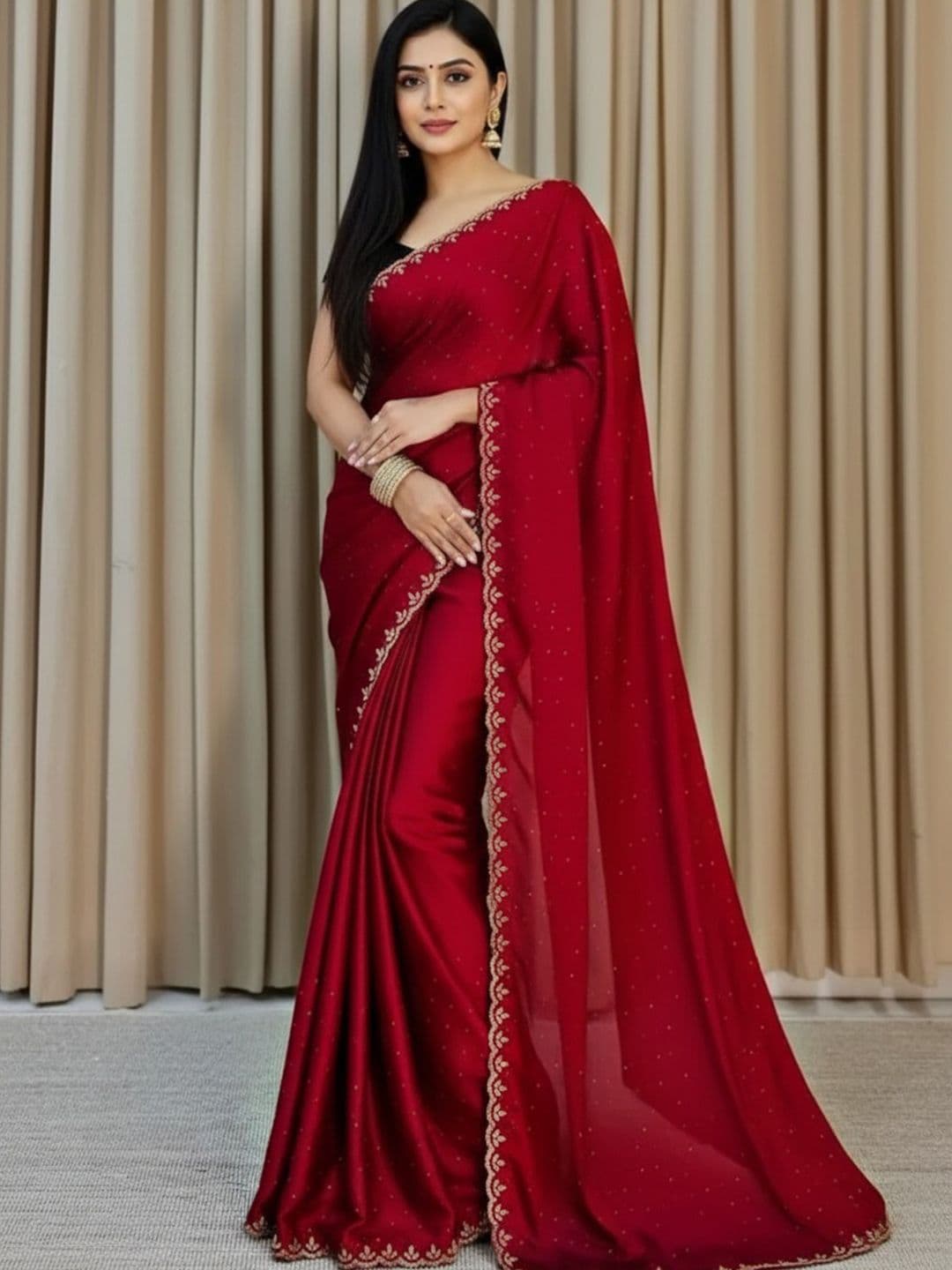 Moda Rapido Embellished Zari Poly Georgette Heavy Work Saree - view 1