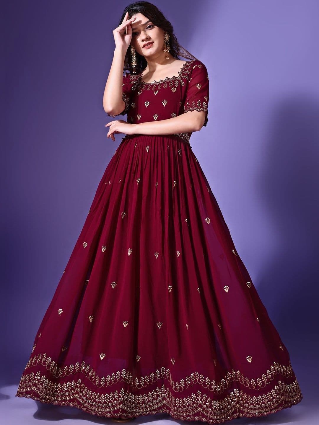 HERE&NOW Embroidered Square Neck Flared Dress - view 1