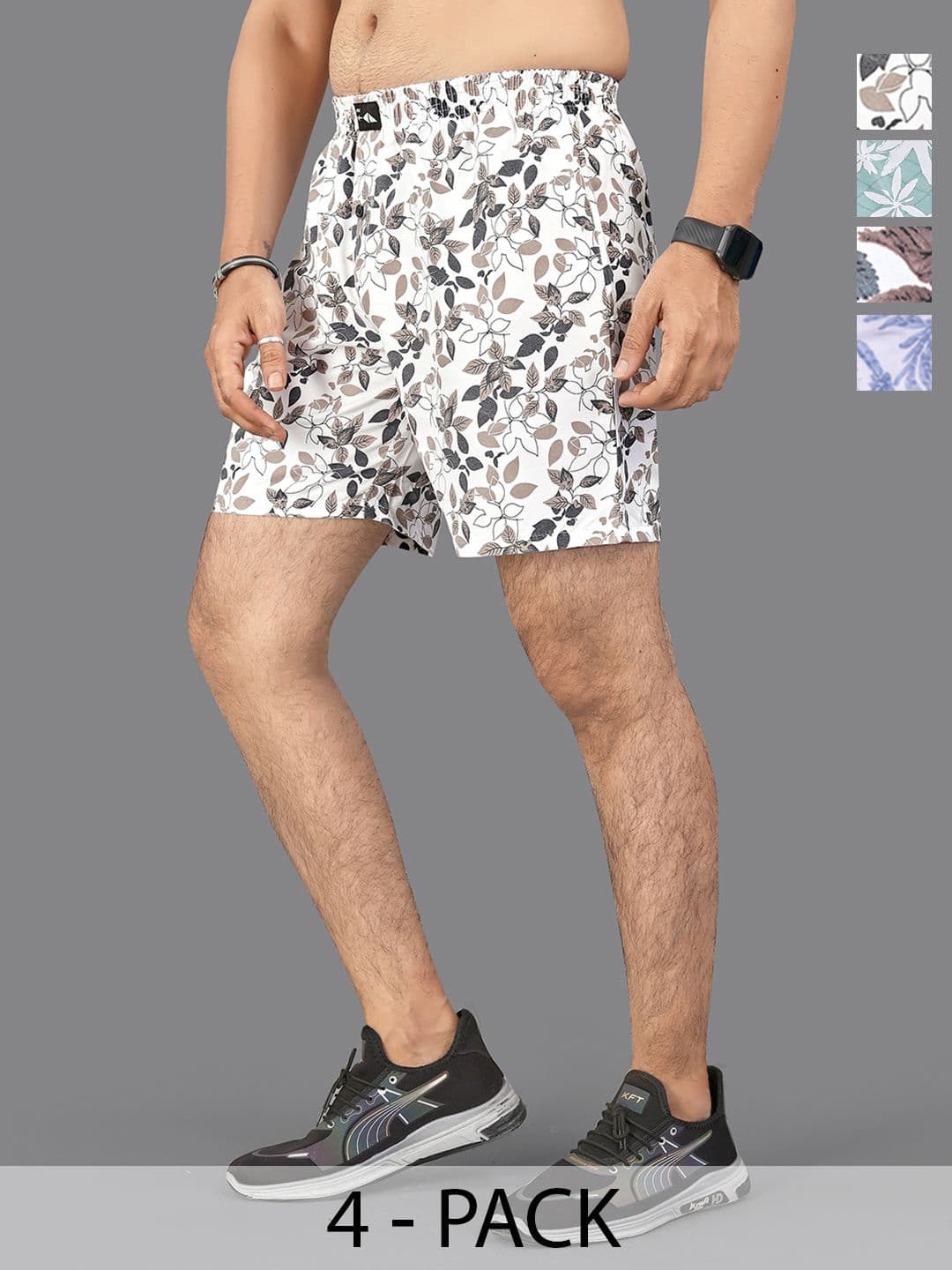 FTX Pack of 4 Printed Mid-Rise Boxers - view 1