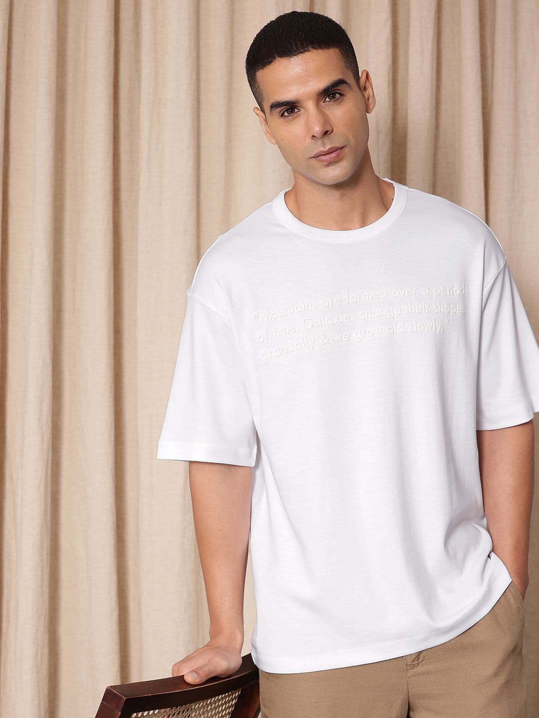 Mr Bowerbird Typography Printed Liberal Fit Drop-Shoulder Sleeves Pure Cotton T-shirt - view 1