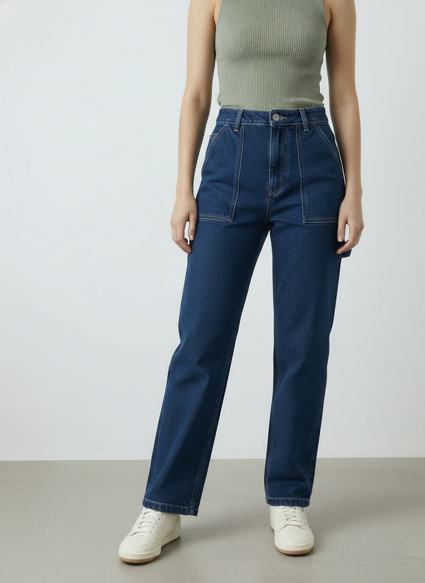 Mast & Harbour Women Straight Fit Mid-Rise Light Fade Stretchable Jeans - view 1
