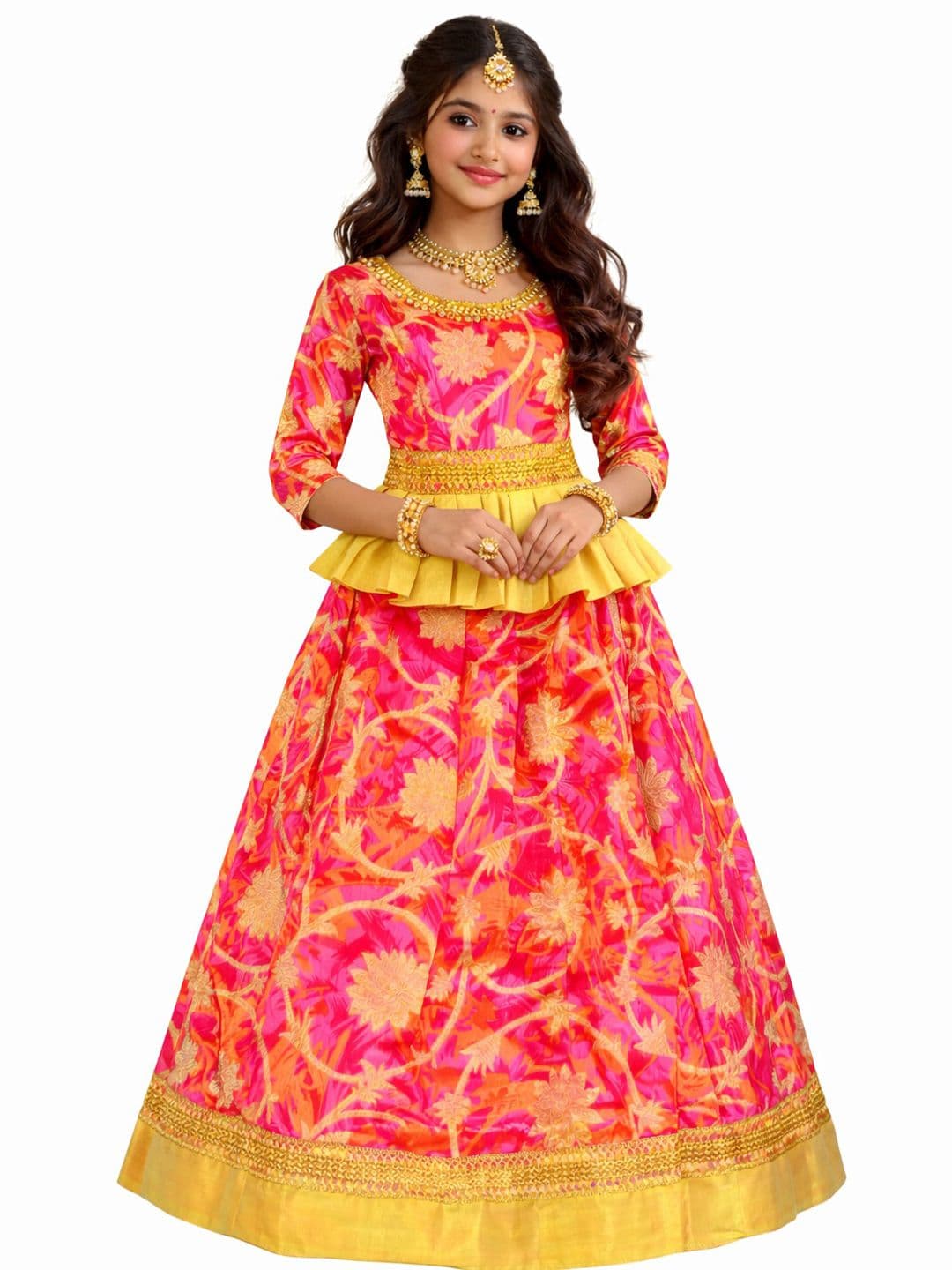 BAESD Girls Embellished Sequinned Ready to Wear Lehenga & - view 1