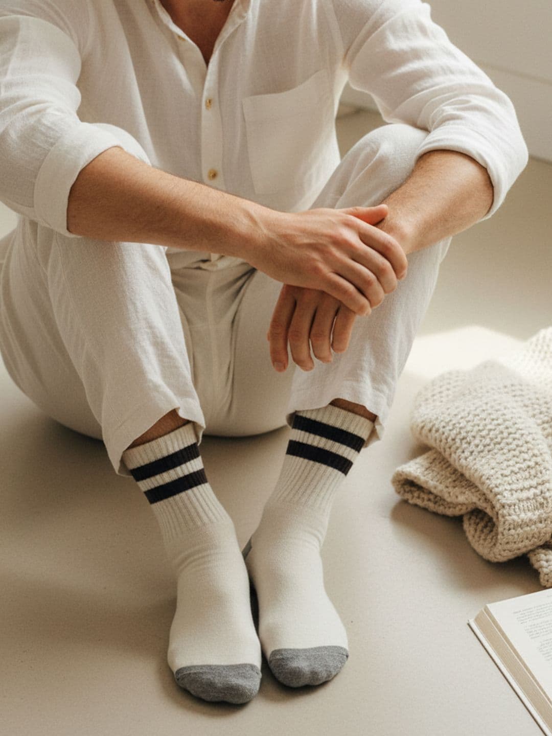 Sockscarving Men Cotton Blend Striped Calf Length Socks - view 1