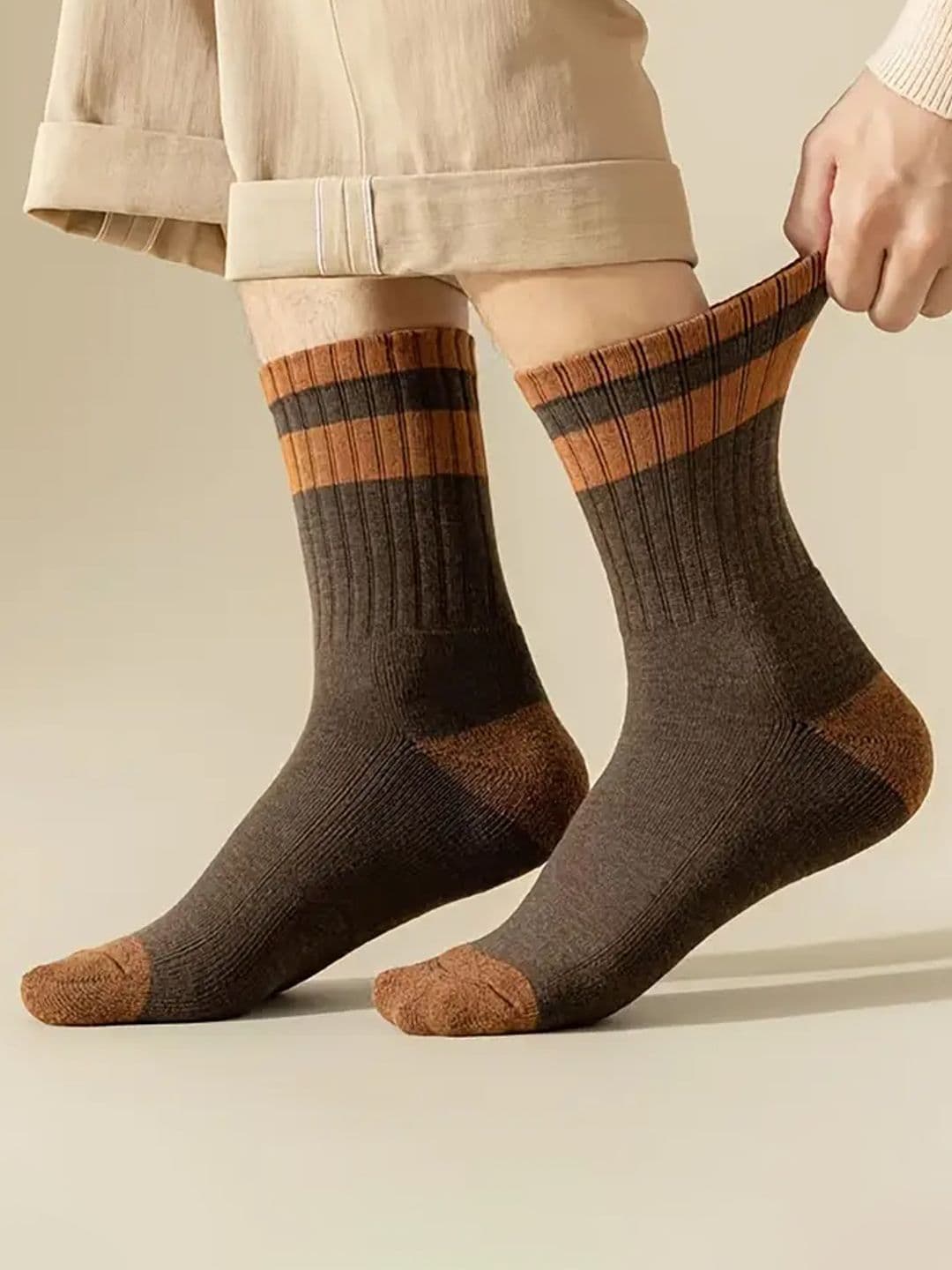 Sockscarving Men Cotton Blend Striped Calf Length Socks - view 1