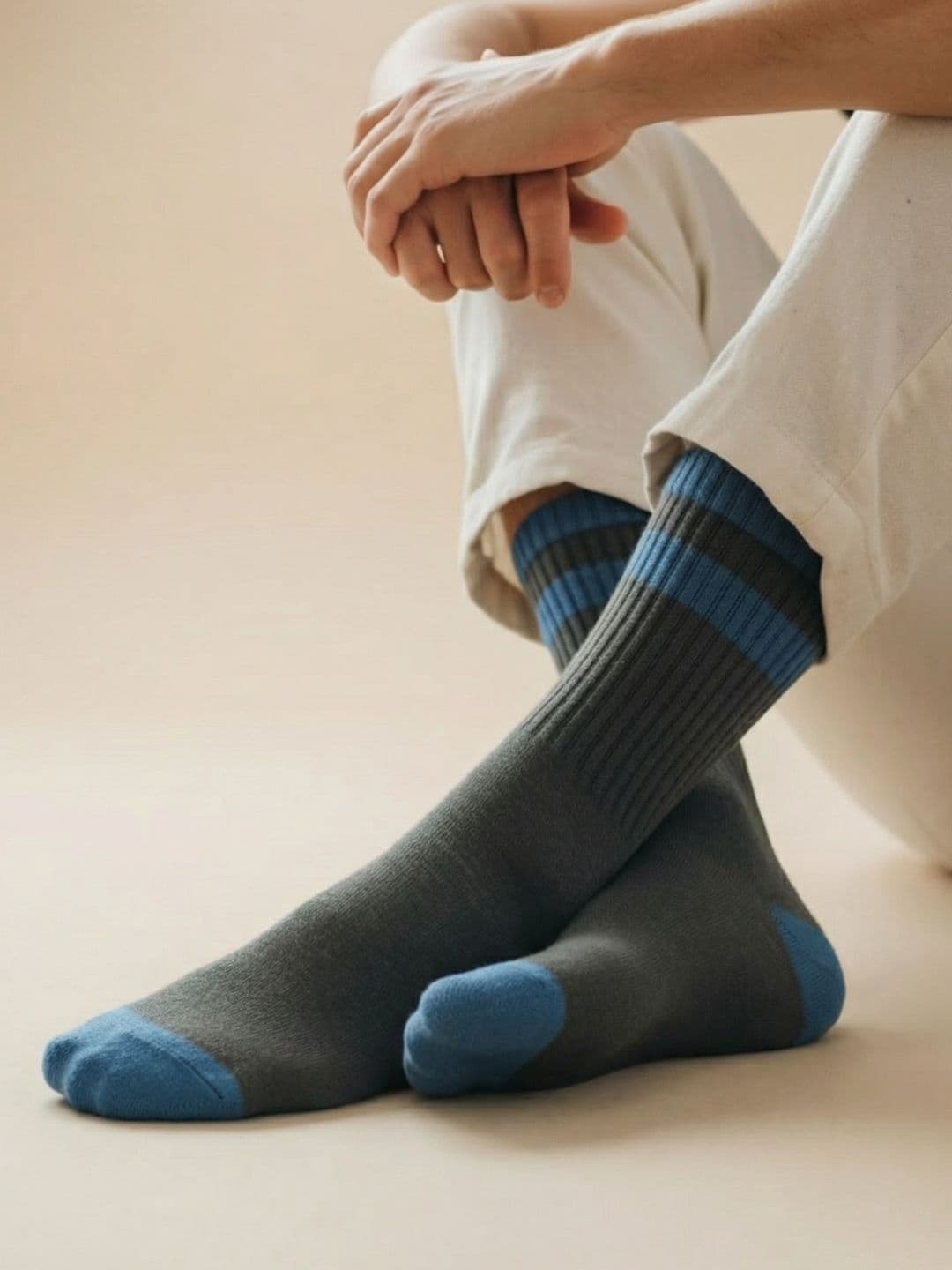 Sockscarving Men Cotton Blend Striped Calf Length Socks - view 1