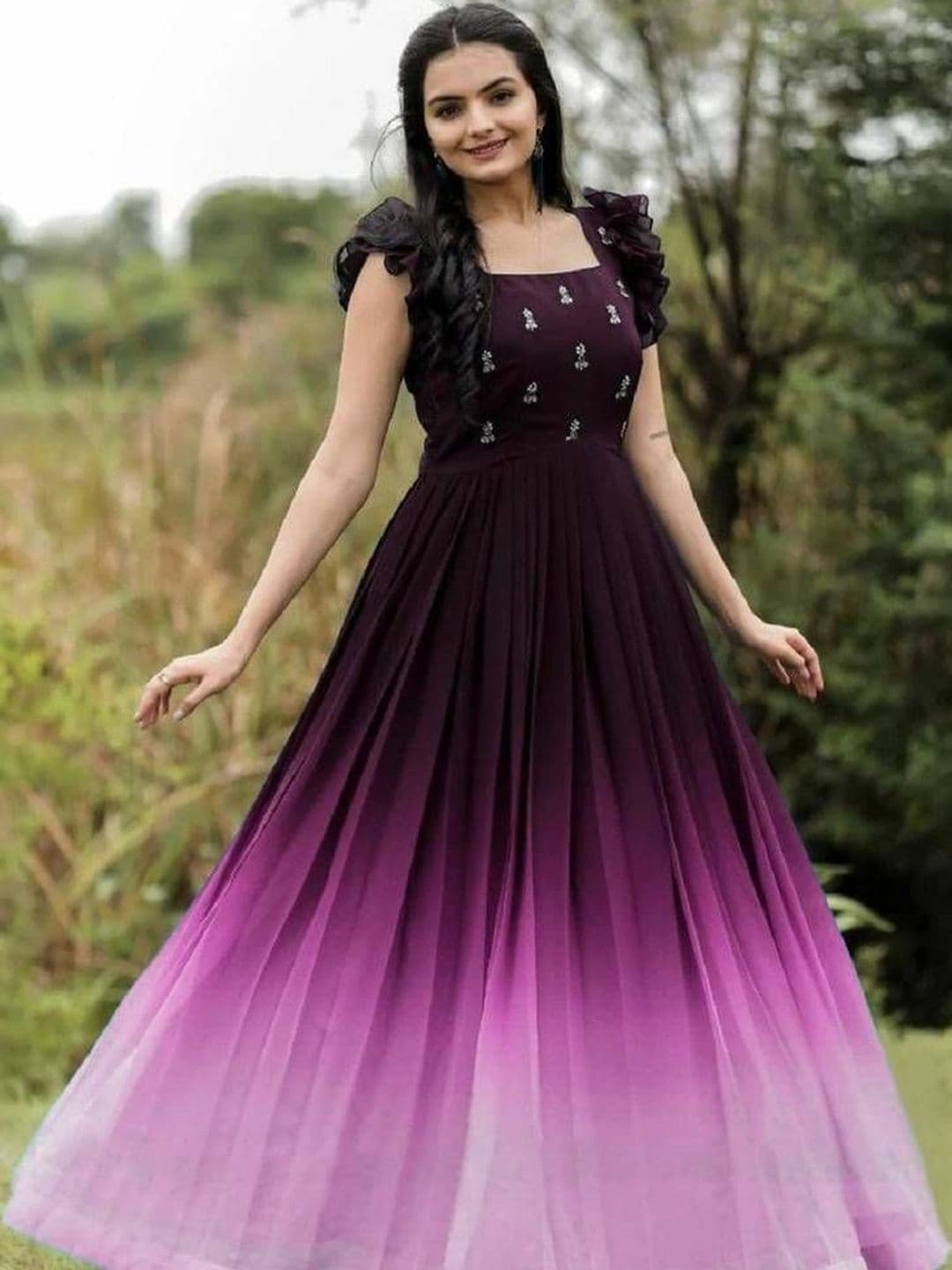HERE&NOW Embroidered Square Neck Fit and Flare Dress - view 1