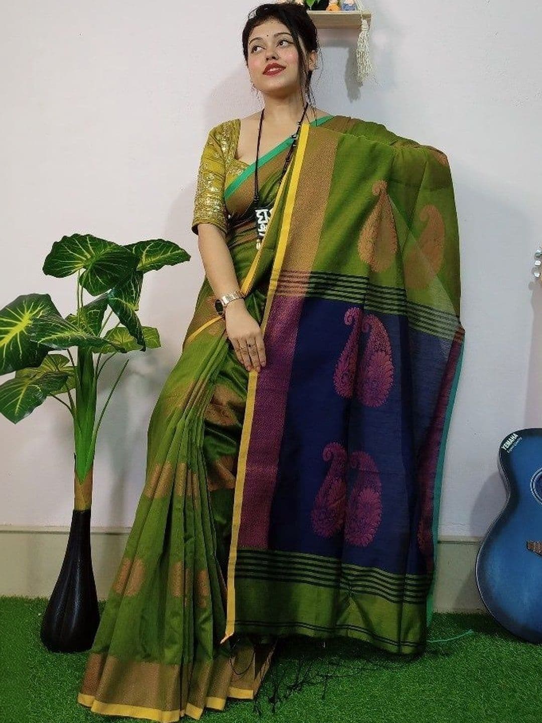 all about you Paisley Pure Cotton Handloom Khadi Saree - view 1