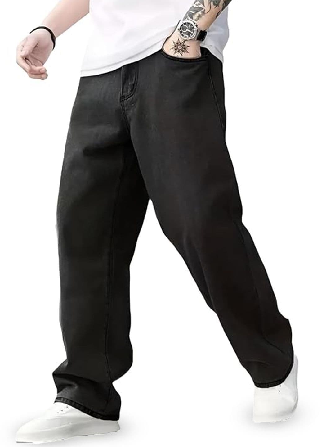 THE CRUSH OF FASHION Men Dark Black Slim Fit Mid-Rise Zip Fly Regular Length Denim Jeans - view 1