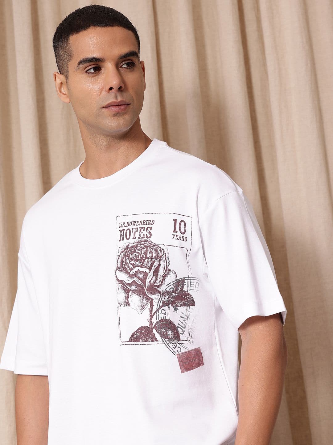 Mr Bowerbird Floral Printed Liberal Fit Drop-Shoulder Sleeves Pure Cotton T-shirt - view 1