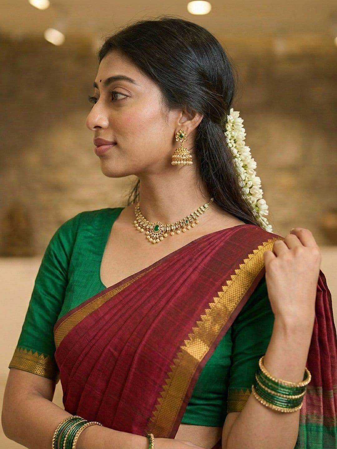 VILLE FASHION Woven Design Zari Silk Cotton Kota Saree - view 1